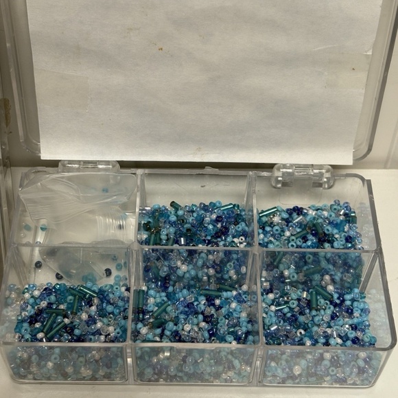 Blue Turquoise Beads 1.5 Lbs Lot Glass Seed Metal Silver Stone Mixed Jewelry - Picture 4 of 4